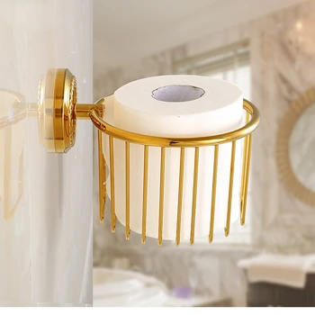 Полностью медно-золотая корзина для бумаги, косметическая сетчатая корзина, подставка для туалетной бумаги, классическая коробка для туалетной бумаги в рулонах