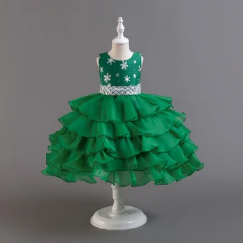 Праздничное платье для девочек 3 цвета 100-150 см, рождественские платья, бальное платье принцессы, праздничная мода, детская юбка на День рождения