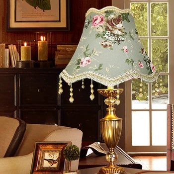 Ретро Бахрома из бисера, крышка лампы E27, ткань, абажур для настольной лампы с жемчужной кисточкой, стена спальни, европейский стиль