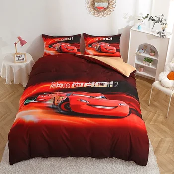 Стеганое одеяло Lightning McQueen Cars, пододеяльник, простыня и наволочки для детей, постельное белье, подарки на день рождения для мальчиков
