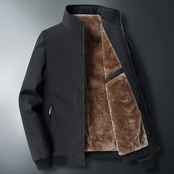 Стильная мужская зимняя куртка для людей среднего и пожилого возраста, повседневная верхняя одежда с плюшевой подкладкой 8xl