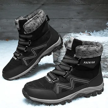 Супер теплые мужские ботинки, женские зимние ботинки, обувь для мужчин, водонепроницаемые зимние ботинки, женские 2024, уличные походные рабочие ботинки, Большой размер 36-48