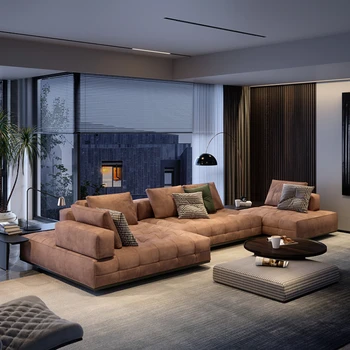 Тканевый диван современный минималистичный комплект мебели для гостиной роскошной виллы комбинированный диван