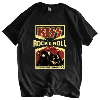 футболка унисекс, топы свободного стиля, футболка, мужские летние футболки, футболка Kiss End of The Road Tour, мужская футболка с рок-группой размера плюс