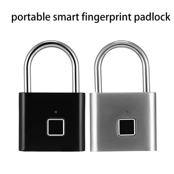 Черный Серебристый бесключевой USB-аккумуляторный дверной замок с отпечатком пальца, умный навесной замок, быстрая разблокировка, Металлический саморазвивающийся чип из цинкового сплава