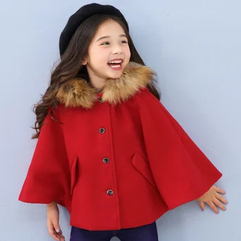 Шерстяное пальто для девочек, куртка, хлопчатобумажный плащ, ветрозащита, 2023, теплая, плюс утолщенный бархат, зимняя осенняя одежда для вечеринок, детская одежда