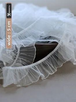 Эластичная плиссированная сетка шириной 5 см, тюлевое кружево для отделки бахромой, свадебное платье 